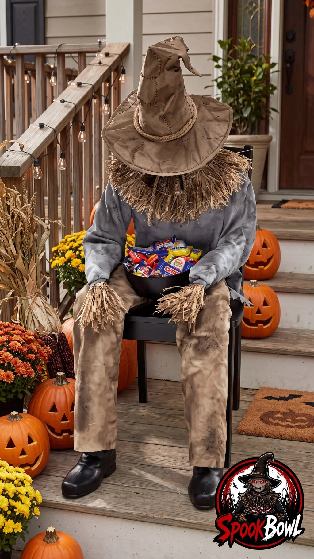 SpookBowl™ - Scary Sitting Scarecrow